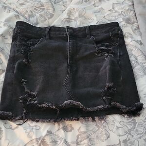 American Eagle Outfitters Black Distressed Mini Skirt